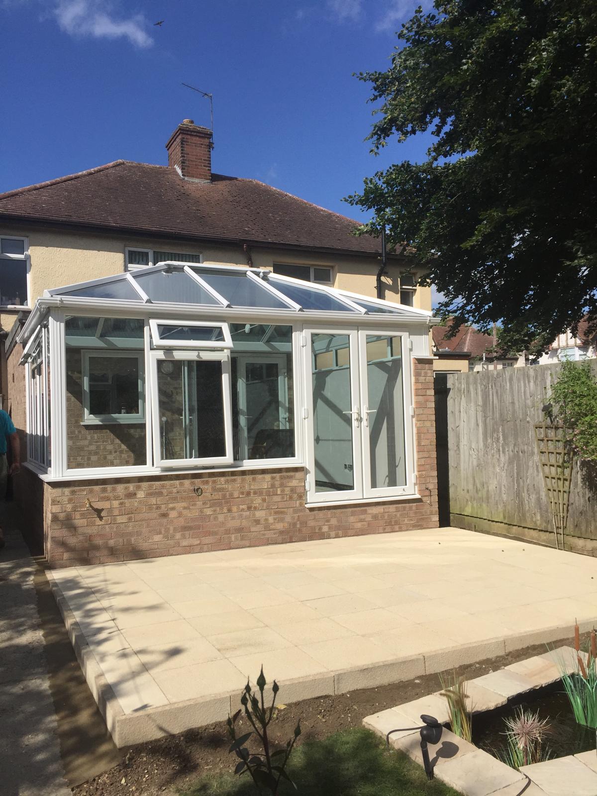 White conservatory in summer light